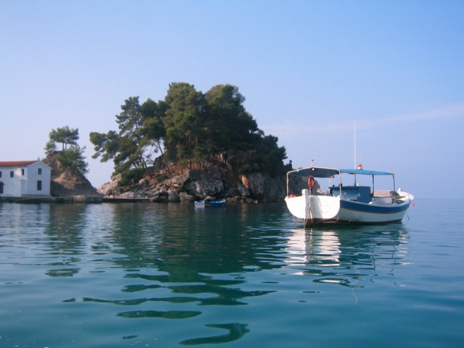 A view from our inflatable rib as we left Songline anchored and headed to shore for some food. 